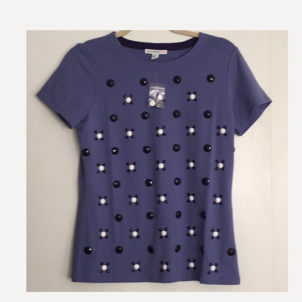 ISAAC MIZRAHI LIVE! XS Blue Sequin Top NWOT